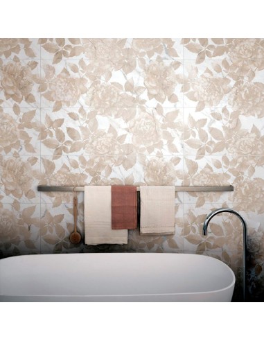 Azulejo ALLMARBLE WALL Decoro Rose Golden White | Mármol blanco veteado con flores rosadas - MARAZZI