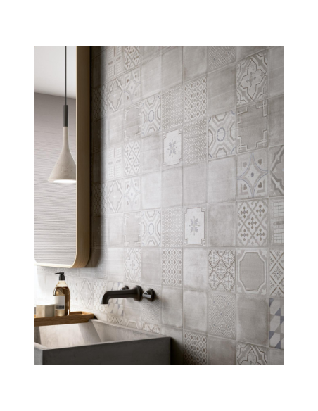 Azulejo MATERIKA Grigio/Antracite Decoro Cementine de Marazzi (Ref. MMJY) | Azulisimo