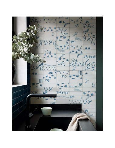 Porcelánico RICE Decoro Leaf Bianco de Marazzi (Ref. M96T) | Azulisimo