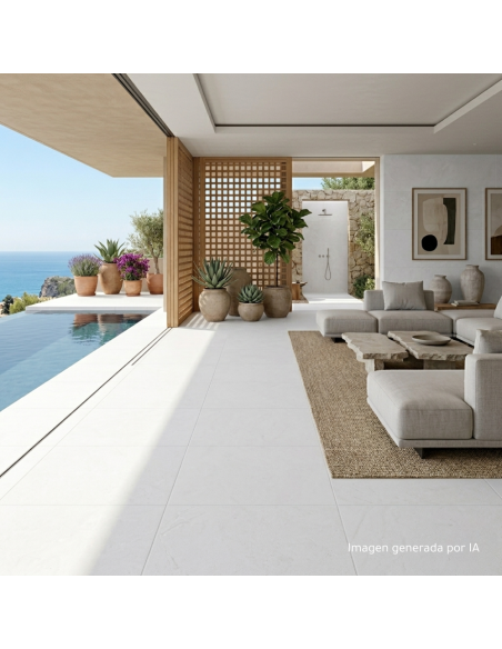 Porcelánico KALKSTEN Snow 90x90cm de Argenta | Efecto cemento | Suelo y pared | Azulisimo