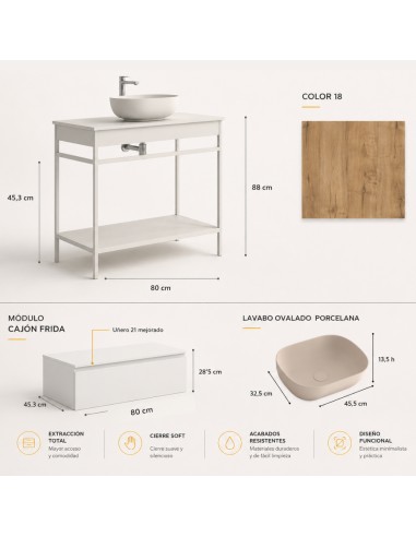 Mueble de baño FRIDA 80cm de Avila Dos