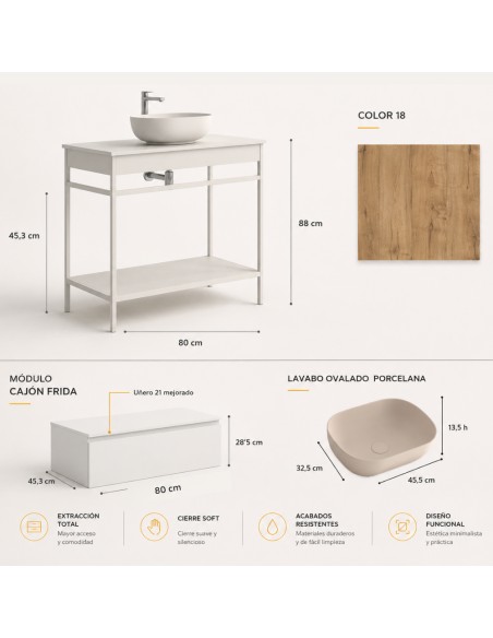 Mueble de baño FRIDA 80cm de Avila Dos