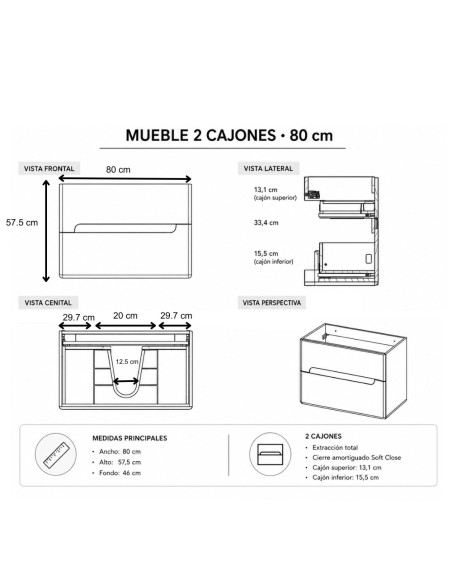 Mueble de baño ONDA de Visobath | Varios colores y acabados