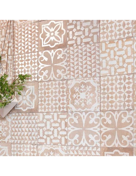 Porcelánico FONDANT Kasma Blanc de Mainzu 20x20cm | Porcelánico efecto hidráulico para exterior | Azulisimo