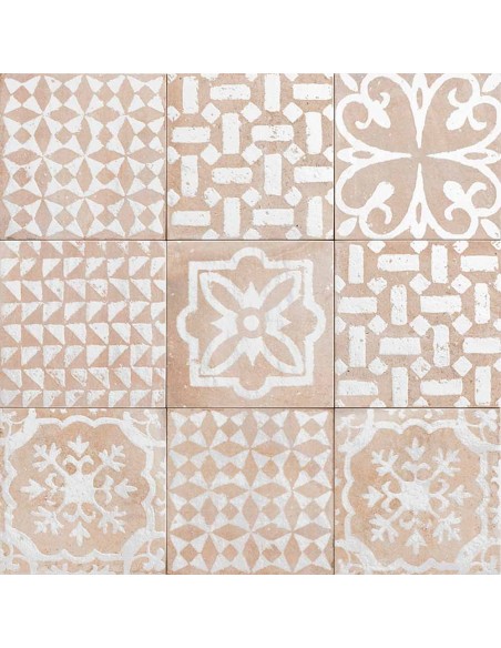 Porcelánico FONDANT Kasma Blanc de Mainzu 20x20cm | Porcelánico efecto hidráulico para exterior | Azulisimo
